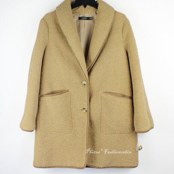 NEW LAUREN RALPH LAUREN Shawl Collar Faux Shearling Coat - Picture 3 of 12